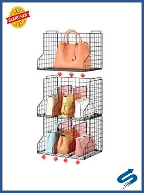 3-Pack Handbag Organizer Adjustable Dividers Stackable Purse Storage